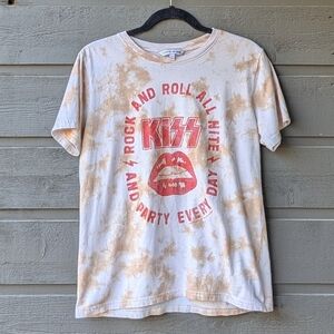 Elizabeth And James KISS Rock and Roll All Nite Tie Dye S/S Band Tee Large
